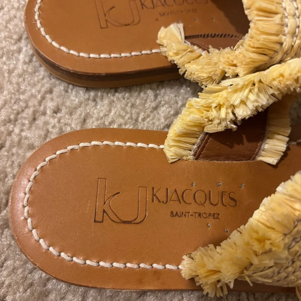 K.Jacques Natural Raffia Telia Sandals Size 38 EUC - Picture 2 of 6